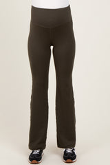 Olive Maternity Flared Leggings