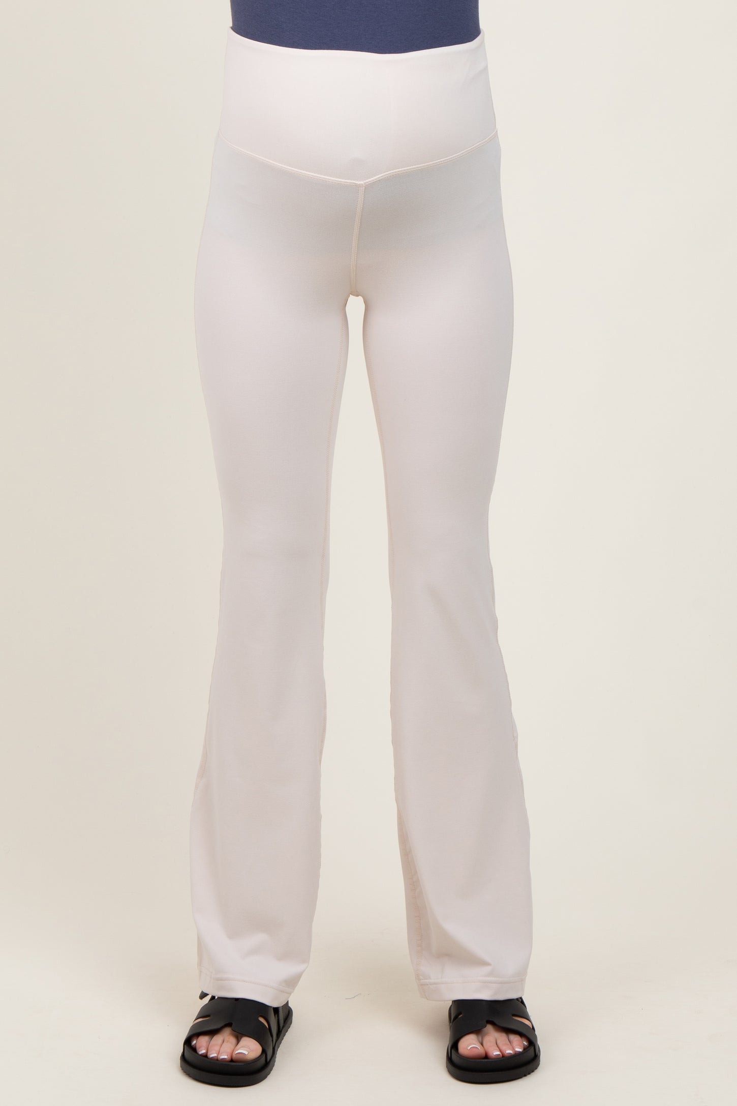 Cream Maternity Flared Leggings