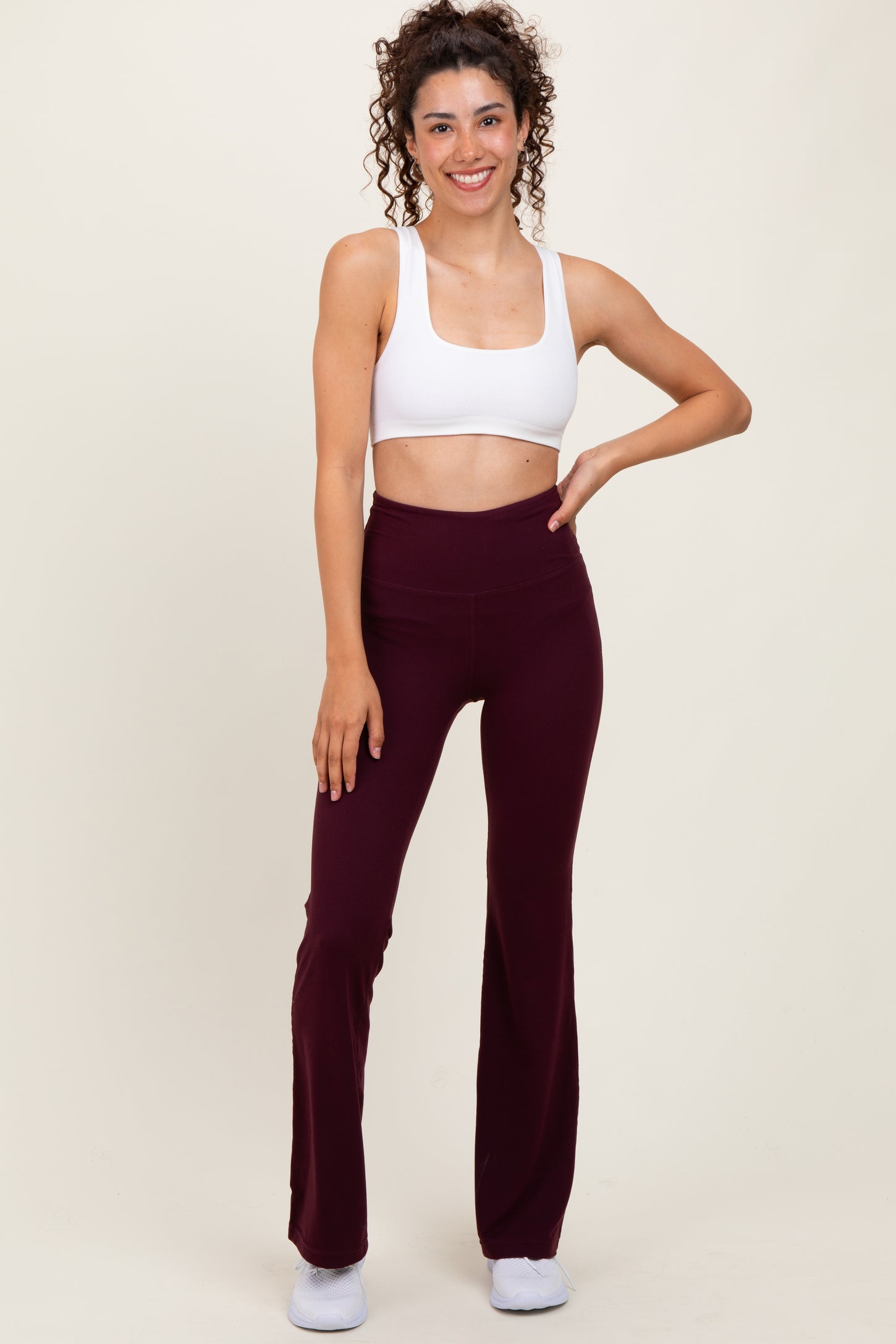 Burgundy Maternity Flared Leggings