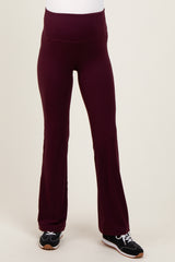 Burgundy Maternity Flared Leggings