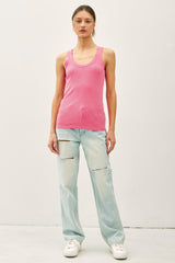 Hot Pink Sleeveless Ribbed Top