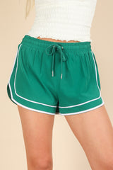 Green Lined Active Drawstring Shorts