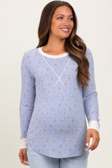 Blue Floral Long Sleeve Maternity Top