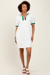 Ivory Jacquard Zipper Collar Mini Dress