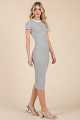 White/Black Asymmetrical Ruched T-Shirt Dress