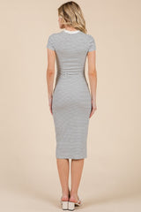 White/Black Asymmetrical Ruched T-Shirt Dress