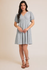 Navy Stripe Back Button Up Cutout Mini Dress