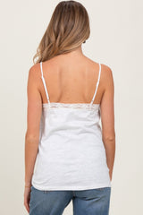 White Crochet Lace Button Detail Maternity Tank