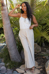 White Crochet Lace Button Detail Tank