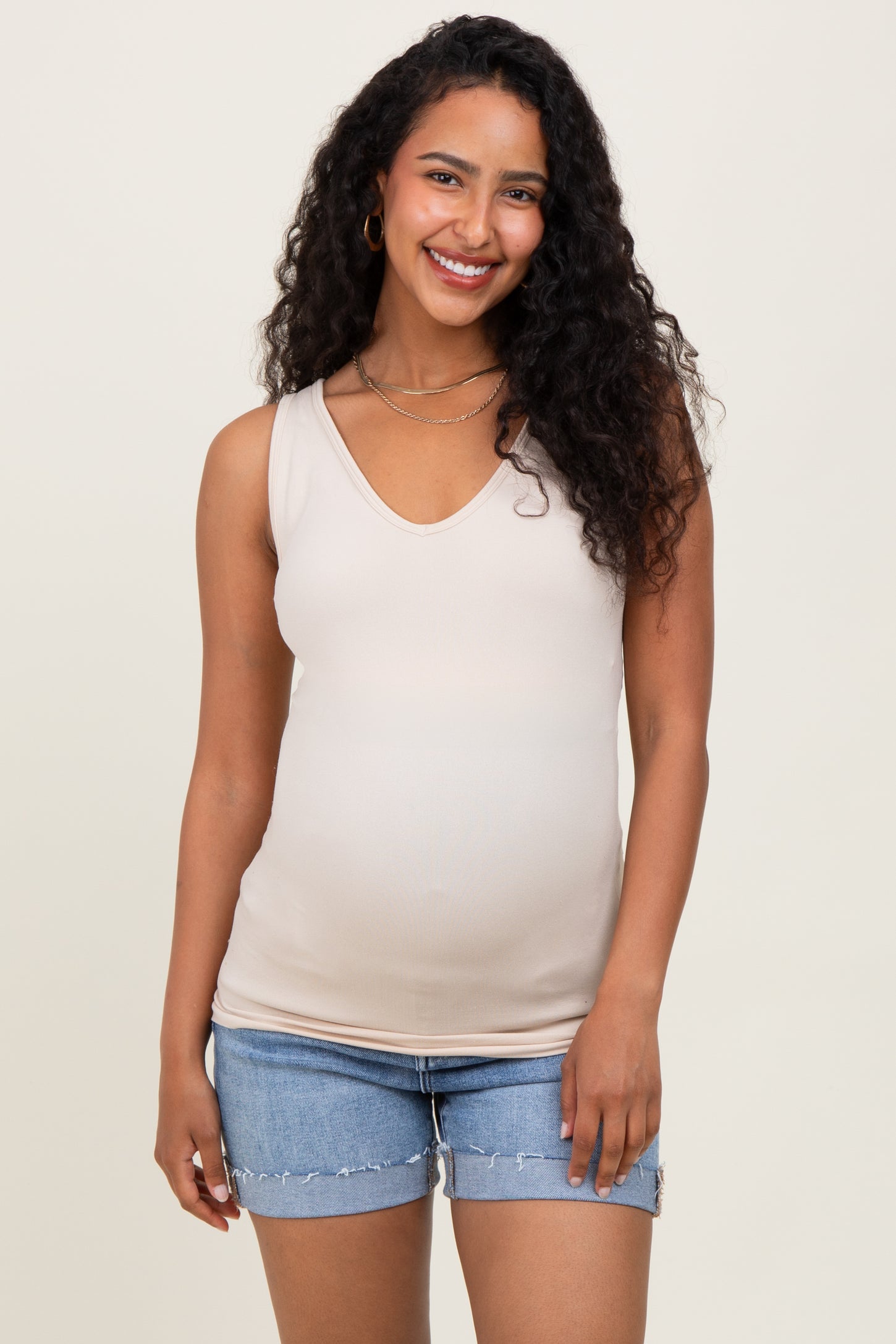 Blue Raw Cut Hem Cuffed Maternity Jean Shorts