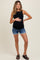 Navy Raw Cut Hem Cuffed Maternity Jean Shorts