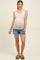 Blue Fringe Hem Maternity Jean Shorts