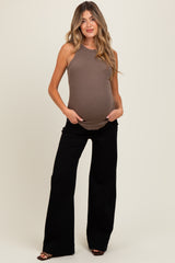 Black Super Wide Leg Maternity Jeans