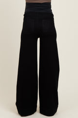 Black Super Wide Leg Maternity Jeans