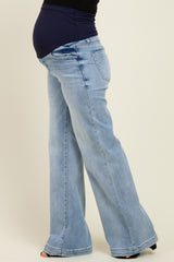 Light Blue Vintage Wash Wide Leg Maternity Jeans