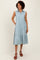 Light Olive Tiered Sleeveless Midi Shirt Dress