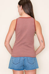 Rust Striped Knit Tank