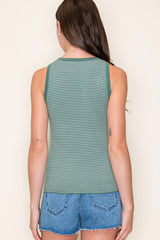 Olive Striped Knit Tank