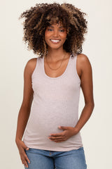 Taupe Ribbed Basic Maternity Tank Top