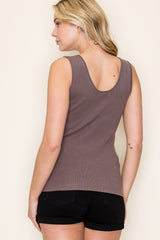 Brown Knit Sleeveless Top