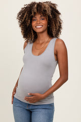 Light Grey Knit Maternity Sleeveless Top