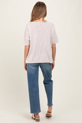 Cream Knit Drop Shoulder Short Sleeve Maternity Top