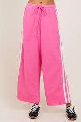 Pink Terry Side Stripe Drawstring Pants