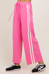 Pink Terry Side Stripe Drawstring Pants