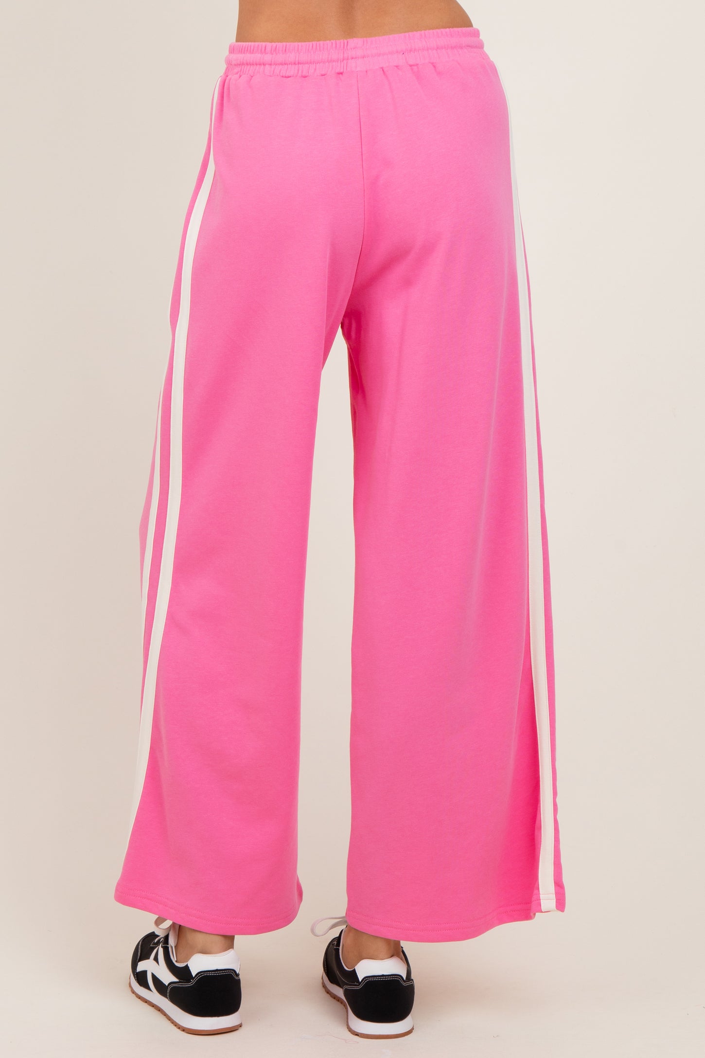 Pink Terry Side Stripe Drawstring Pants