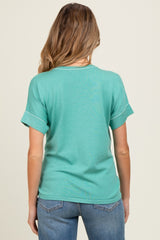 Jade Knit Stitch Accent Maternity Short Sleeve Top