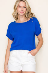 Royal Blue Knit Short Sleeve Top