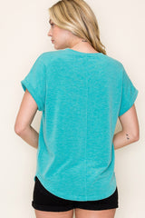 Jade Rolled Cuff Top