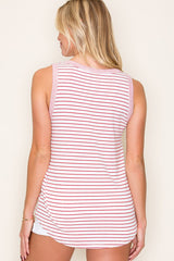 Red Striped Front Pocket Tank Top
