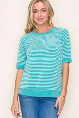 Jade Terry Striped Raglan Sleeve Top