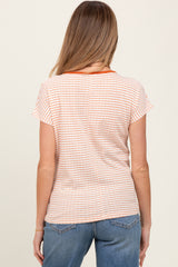 Orange Striped Knit Maternity Short Sleeve Top