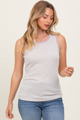 Ivory Solid Ribbed Tank Top