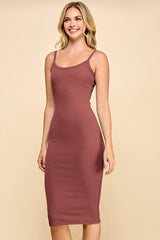 Rust Double Layer Heavy Ribbed Sleeveless Dress