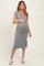 Light Olive V Neck Mineral Wash Side Slit Maternity Midi Dress