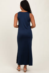 Navy Basic Pocket Sleeveless Maxi Dress