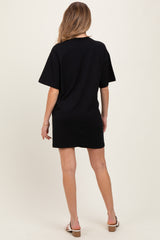 Black Crewneck Short Sleeve Maternity T-Shirt Dress