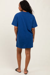 Light Navy Crewneck Short Sleeve T-Shirt Dress
