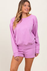 Mauve Fleece Sweatshirt Shorts Set