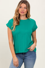 Green Rolled Cuff Maternity Short Sleeve Tee
