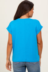 Aqua Rolled Short Sleeve Maternity Tee