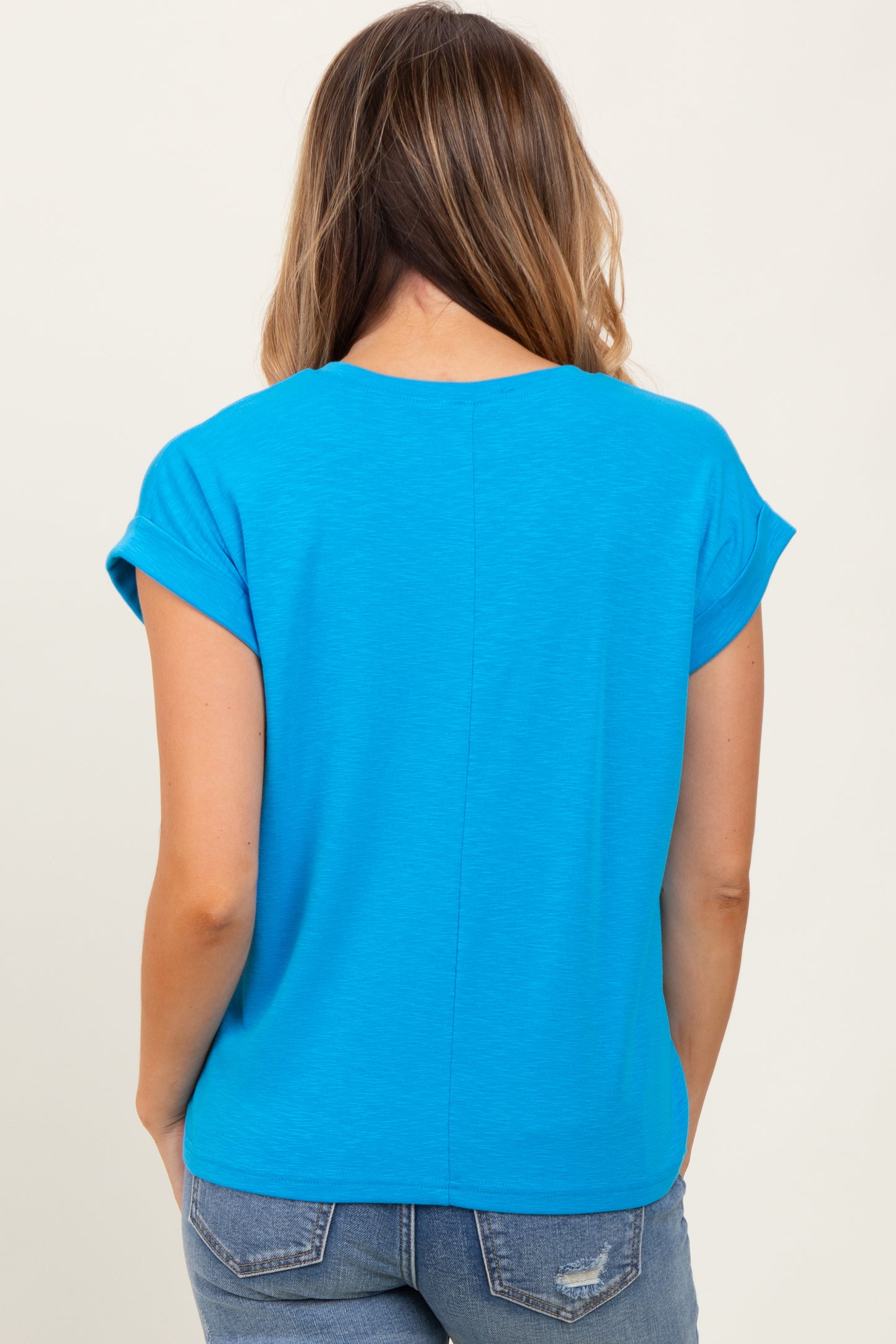 Aqua Rolled Short Sleeve Tee