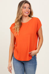 Orange Dolman Sleeve Round Neck Top
