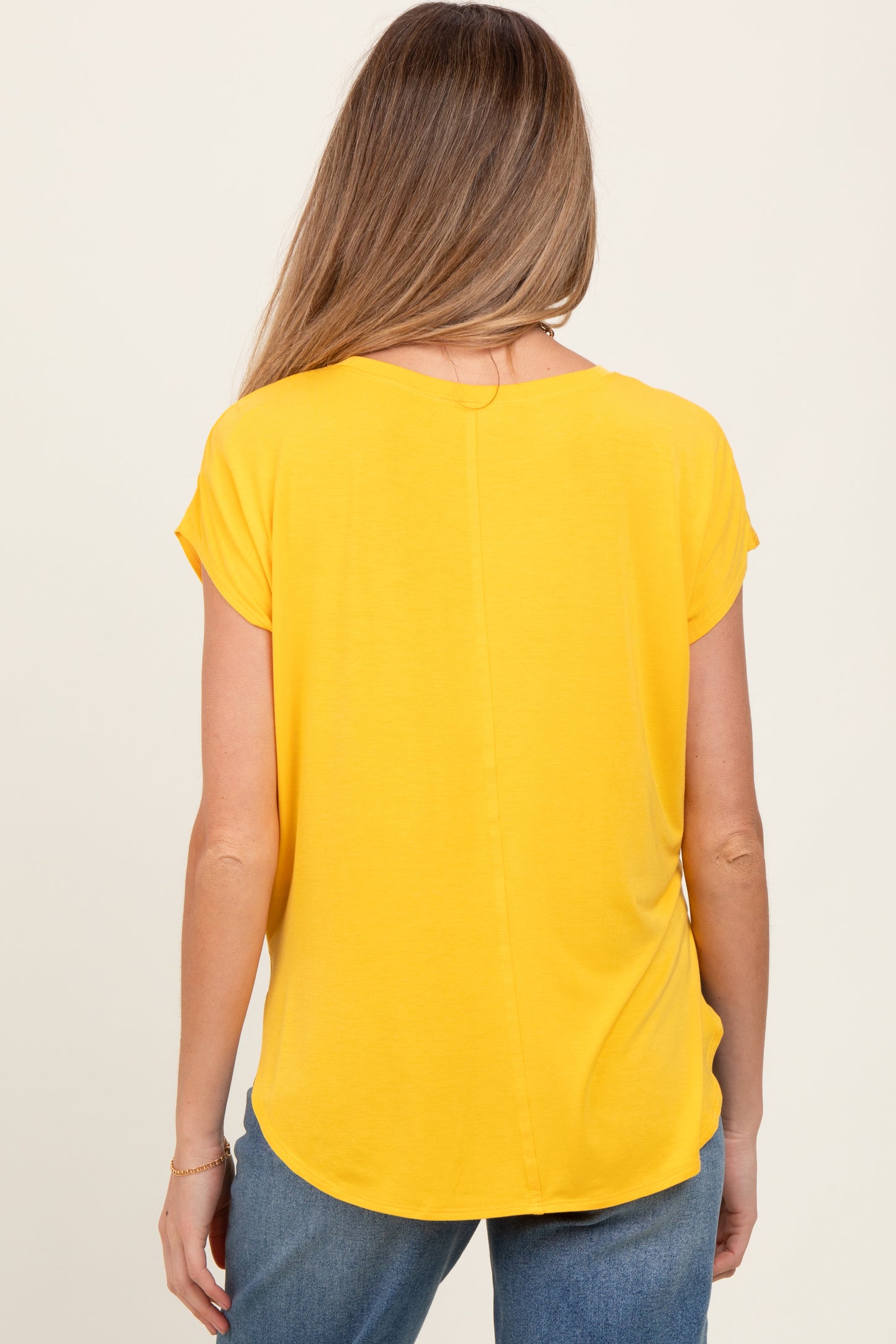 Yellow Dolman Sleeve Round Neck Maternity Top