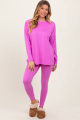 Mauve Brushed Knit Oversized Top and Legging Set