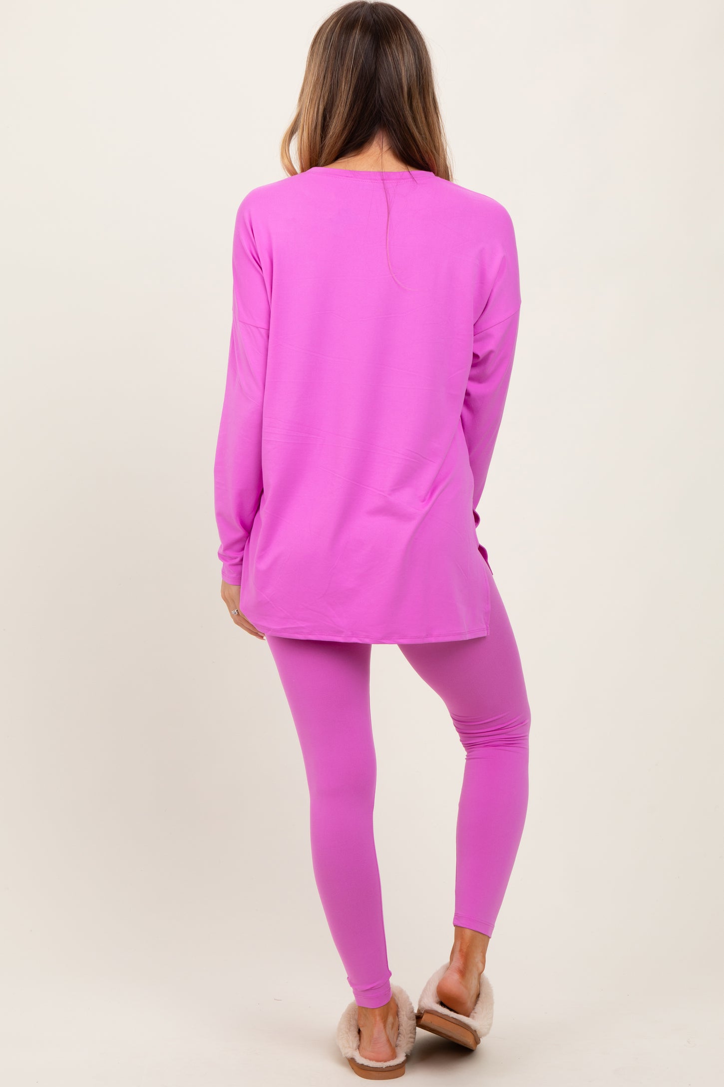 Mauve Brushed Knit Oversized Top and Legging Set