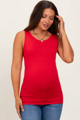 Red Basic Seamless Maternity Tank